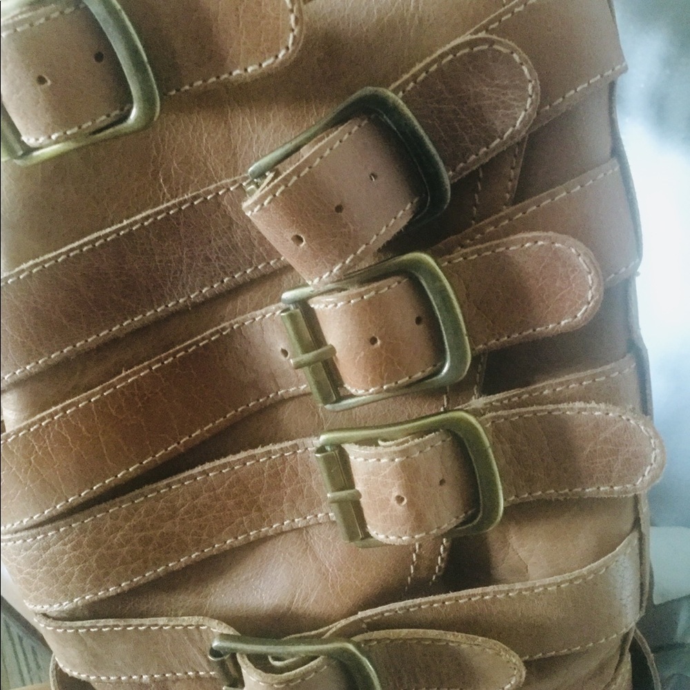 Naughty Monkey Avril Leather Strappy Buckle Boho Boots Sz 7.5 - Picture 2 of 7